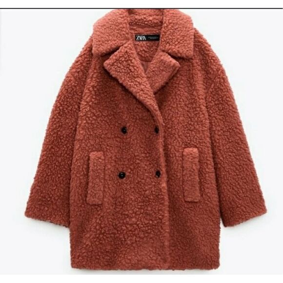 NWT Zara Faux Teddy Shearling Jacket Size L - Picture 1 of 8